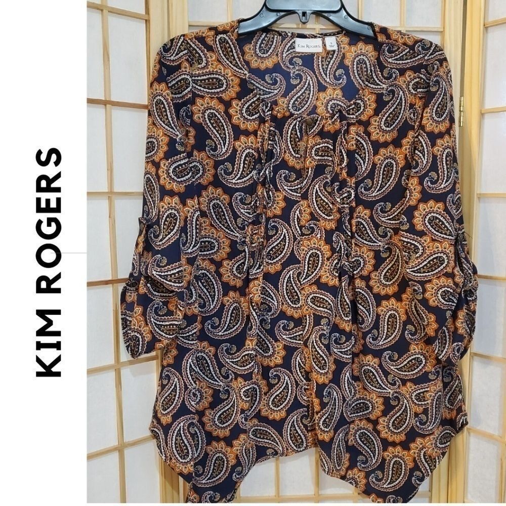 Kim Rogers Paisley Offset Hem Blouse Small